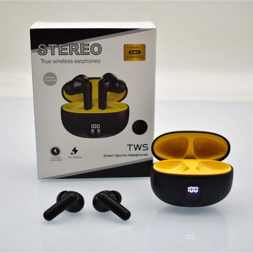 TWS Wireless Earbuds with LED Display ENC Noise Cancellation HiFi Stereo Bluetooth Earbuds